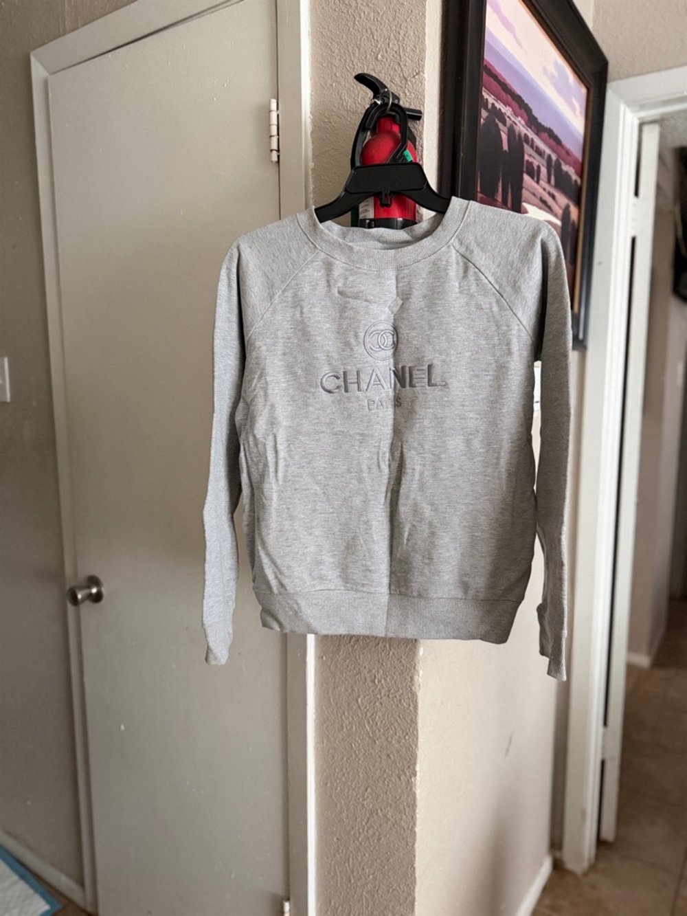 Chanel Light Gray Logo Crewneck Sweatshirt